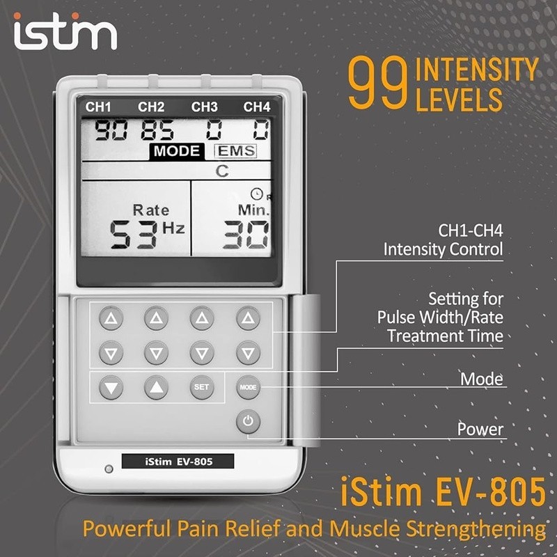 TENS EMS Combo Pain Relief Stimulator Rechargeable W/ Japanese Electrode Pads US