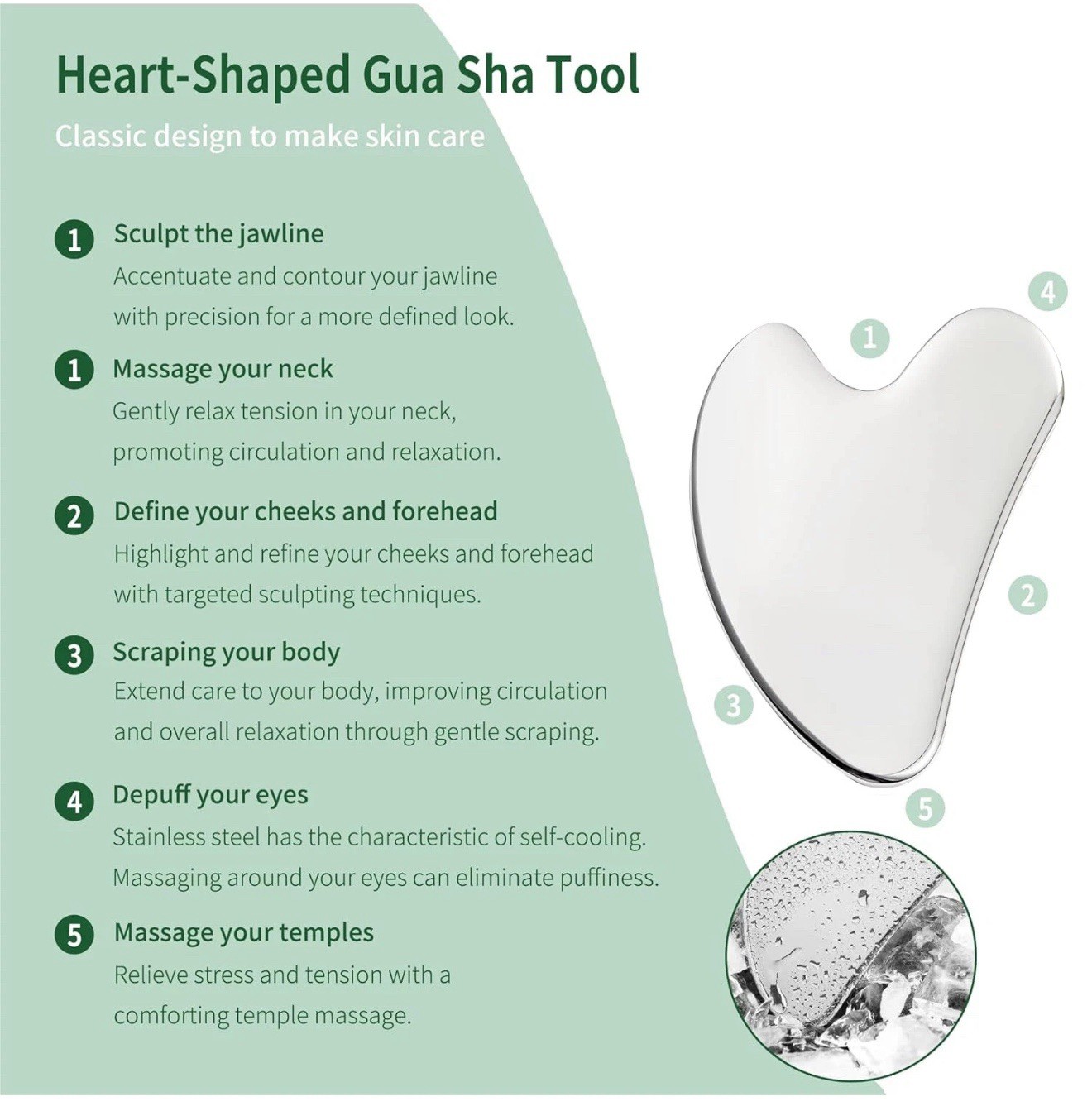 2Pcs Gua Sha Facial Tools Stainless Steel, Detailer GuaSha Set for Face New