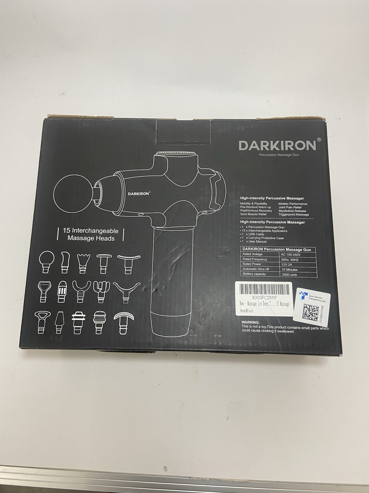 Darkiron Percussion Massage Gun w/6 Attachments and Carrying Case IOB