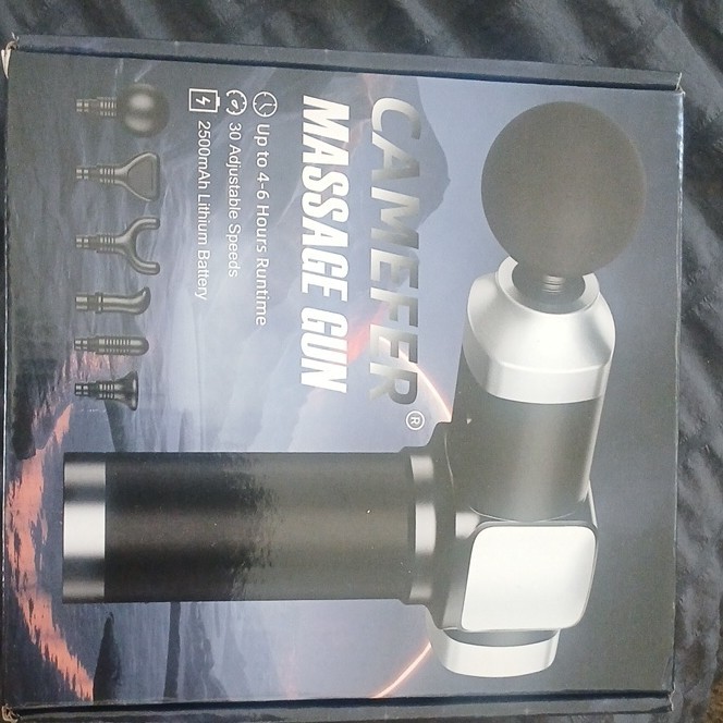 CAMEFER Massage Gun Cordless Rechargeable 4 Heads 4-6hr Battery Multispeed