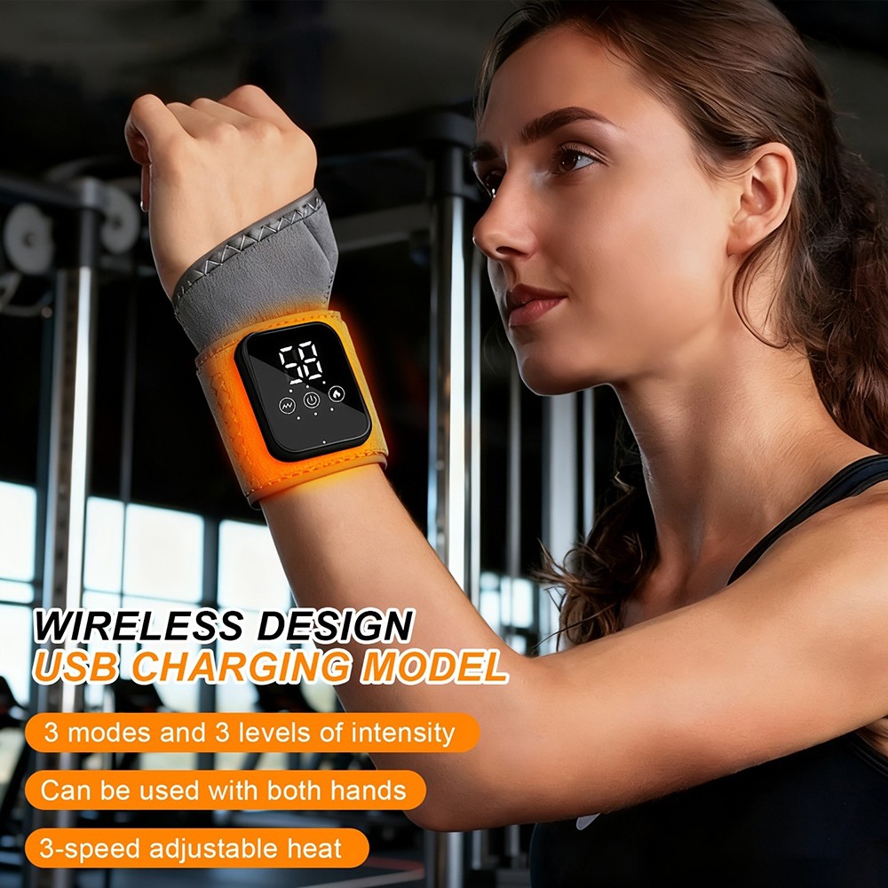 Wireless Hand Wrist Massager 3 Temp Levels 3 Intensity Suitable for Office Home