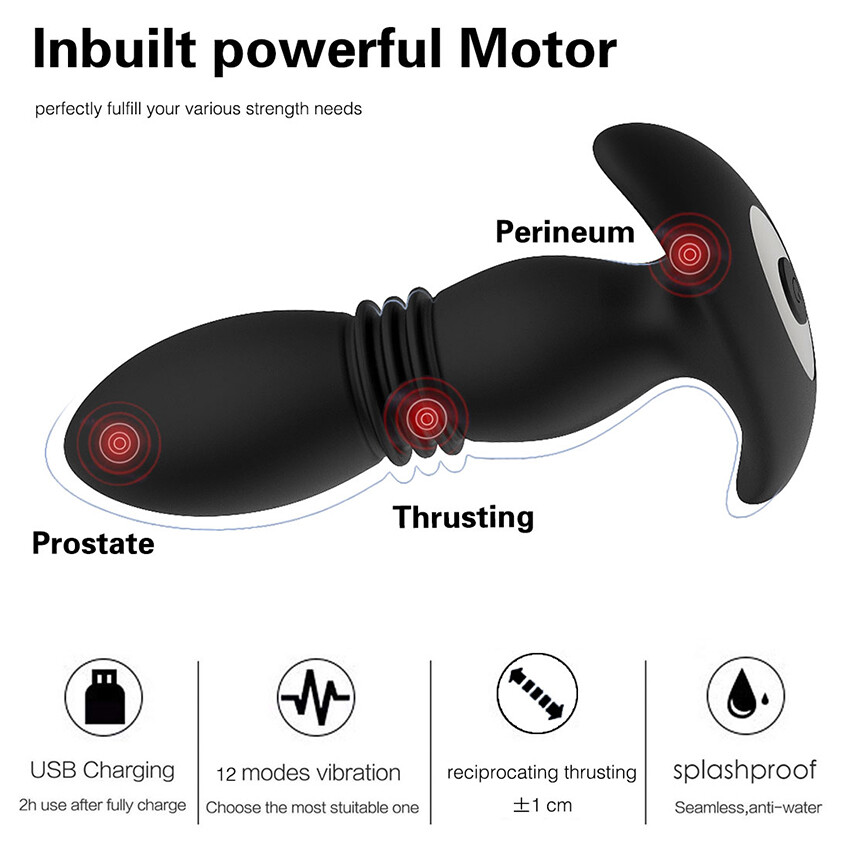 Powerful Prostate Massager Telescopic Motor Male Waterproof Vbrators Health NEW