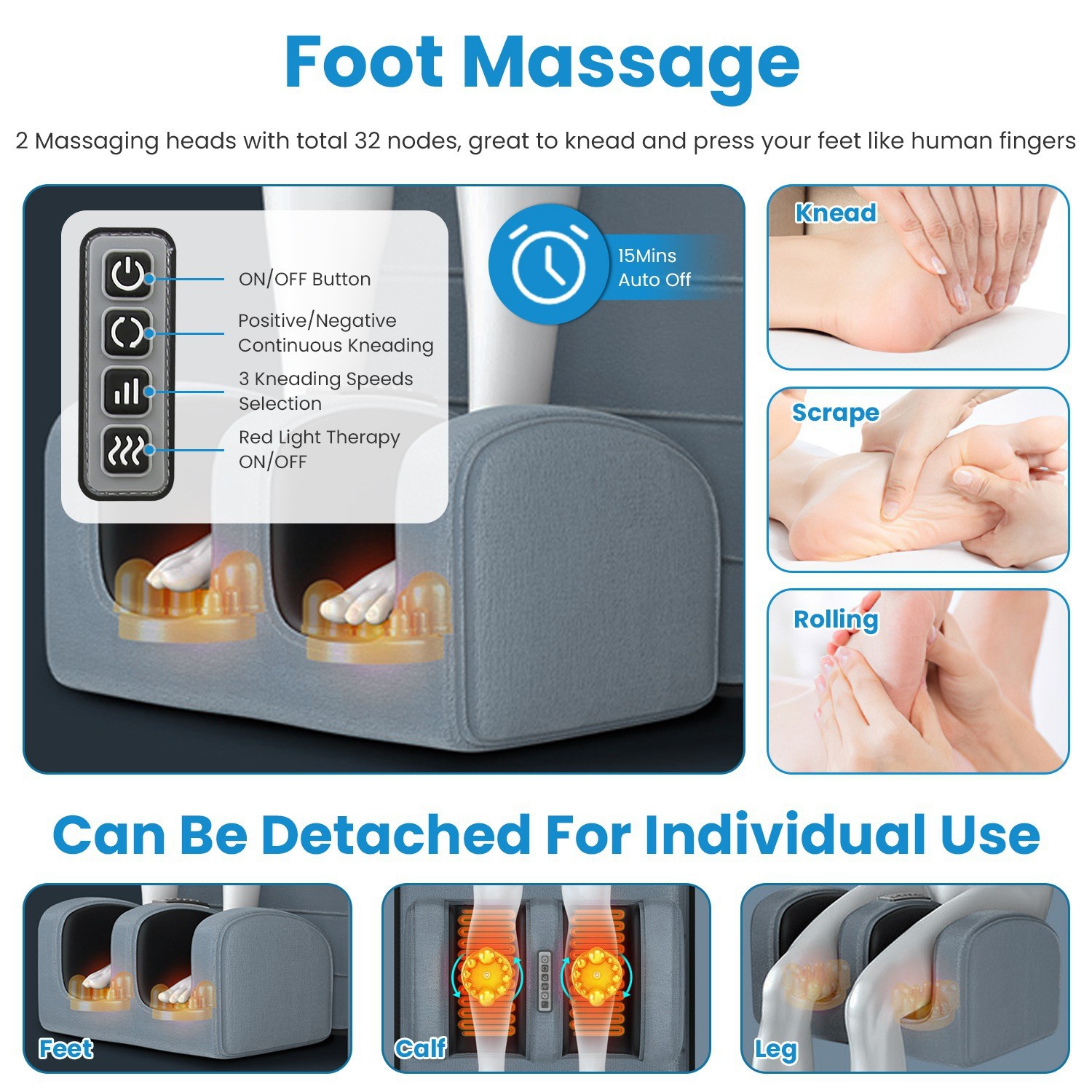 Full Body Electric Massage Mat with Heated Shiatsu Foot Massager Pad Cushion