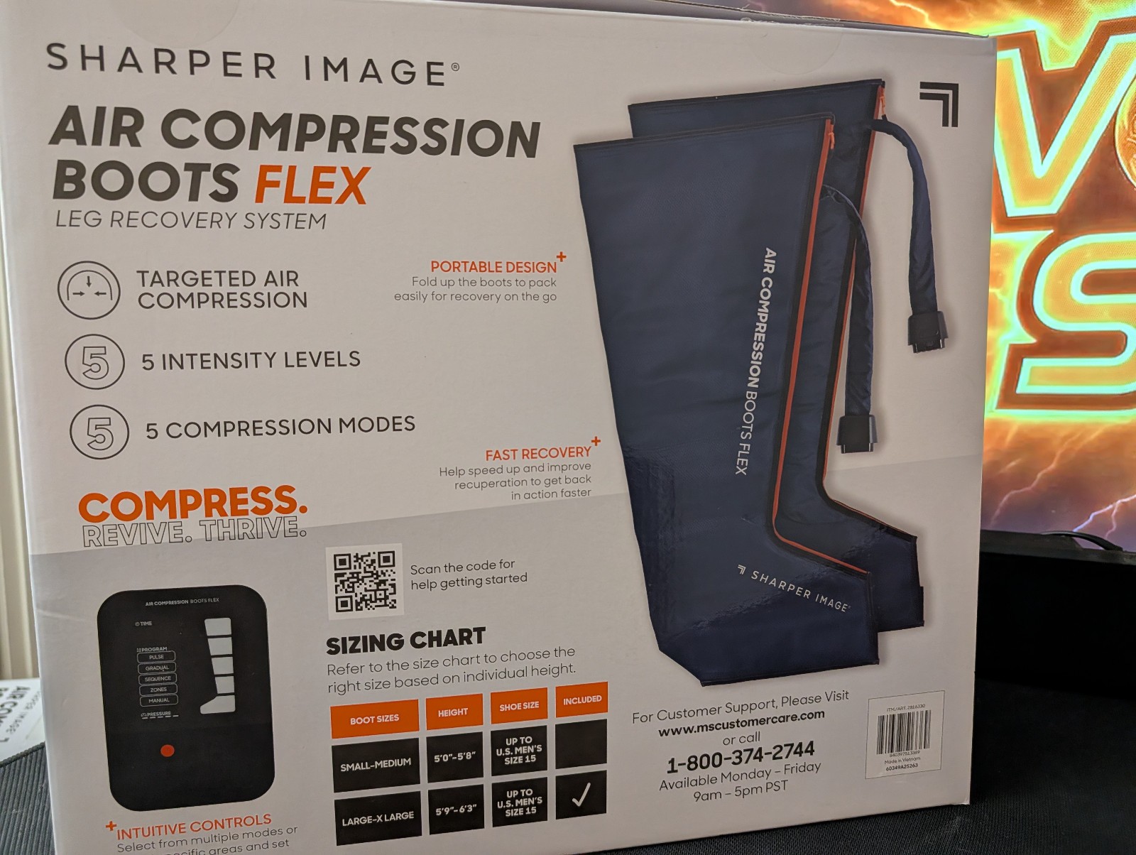 Sharper Image Air Compression Boots Flex Leg Recovery System Large/X-Large Blue