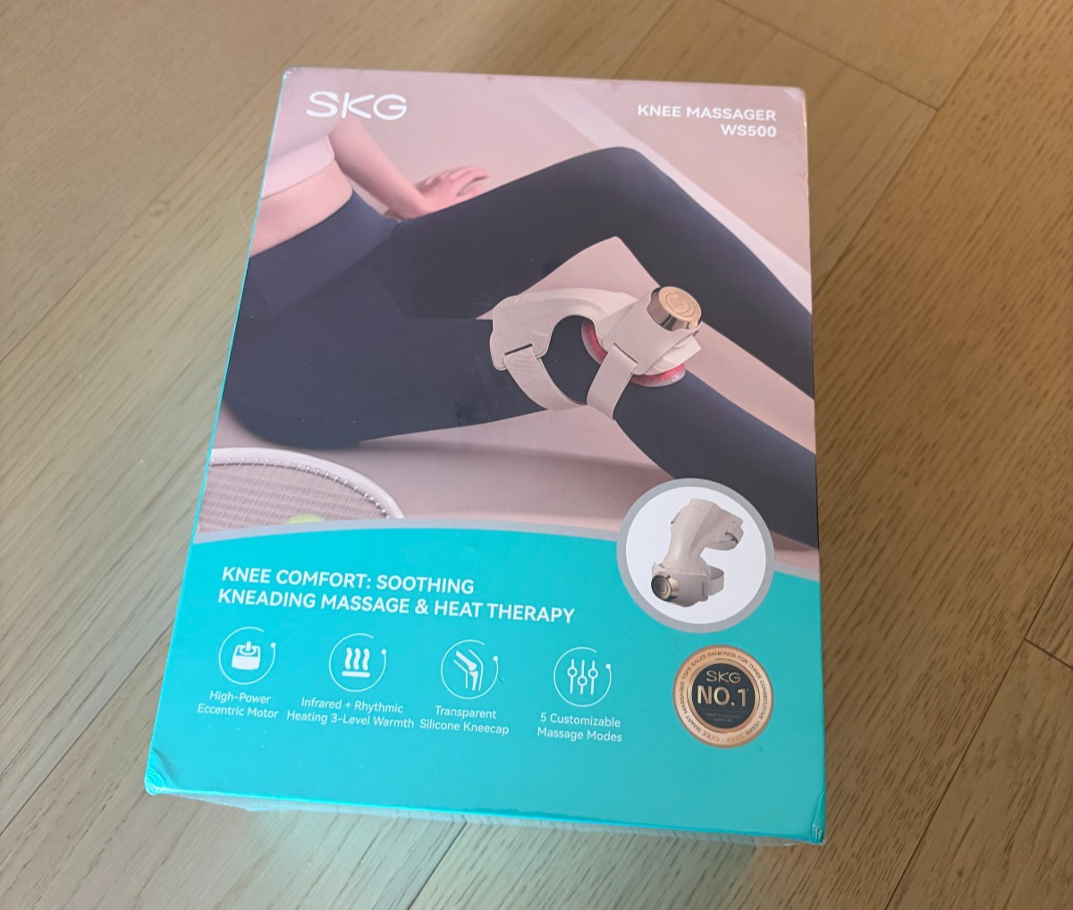 SKG WS500 Heated Knee Massager Beige Kneading Massage Heat Therapy