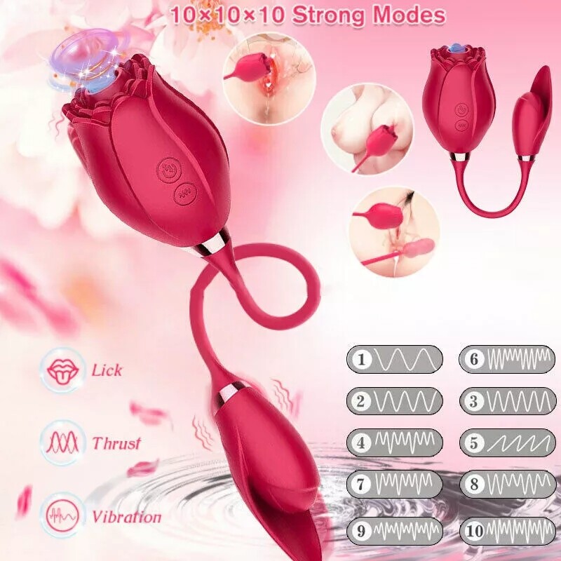 Multispeed-Personal-Massage-Rose-Vibrator-Licking-Massager-for-Women-Gift NEW