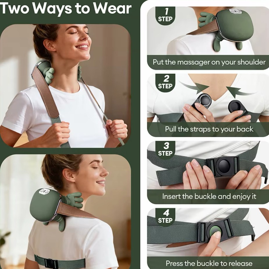 Wireless Neck Cervical Trapezius Kneading Massage Shawl 4D Bionic Finger Neck