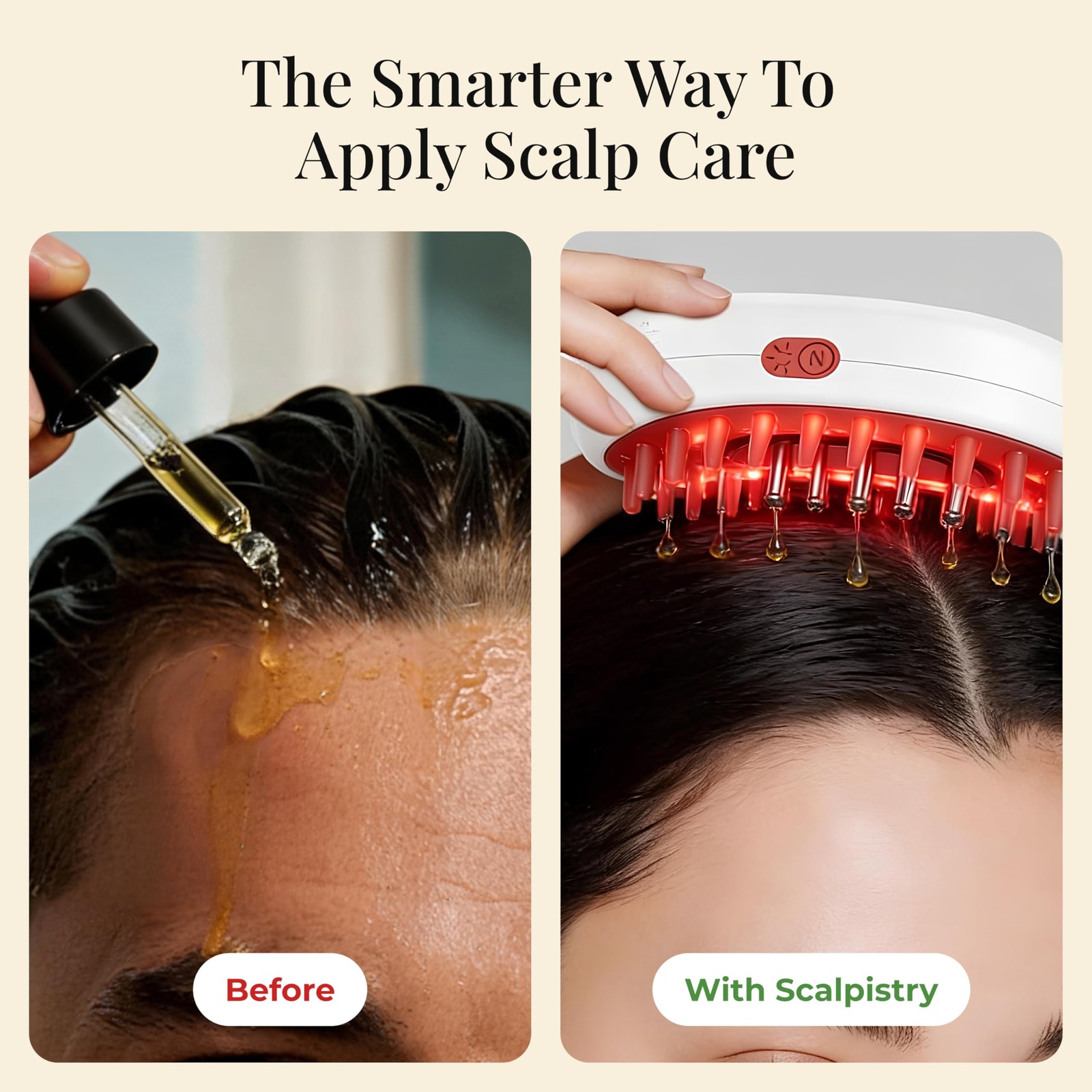Scalpistry 7-1 Red Light Hair Brush Comb | Vibrating Electric White