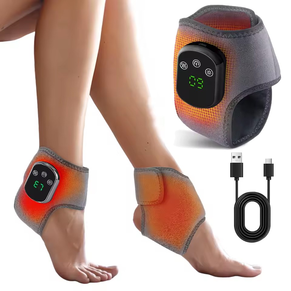 1/2Pair Electric Foot Ankle Massager Pain Relief 3 Modes Vibration Hot Compress