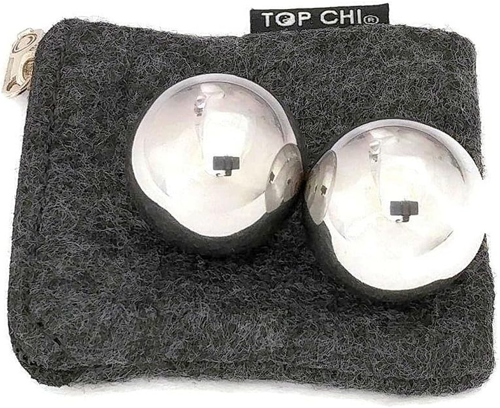 1 Inch Stainless Steel Pocket Sized Baoding Balls with Carry Pouch. Solid Non…