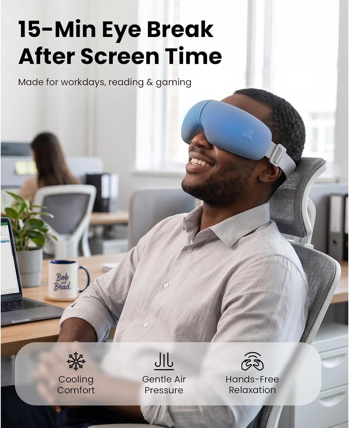 Bob and Brad Eye Massager with Chip Cooling Heated Air Compression Eye Mask Gift