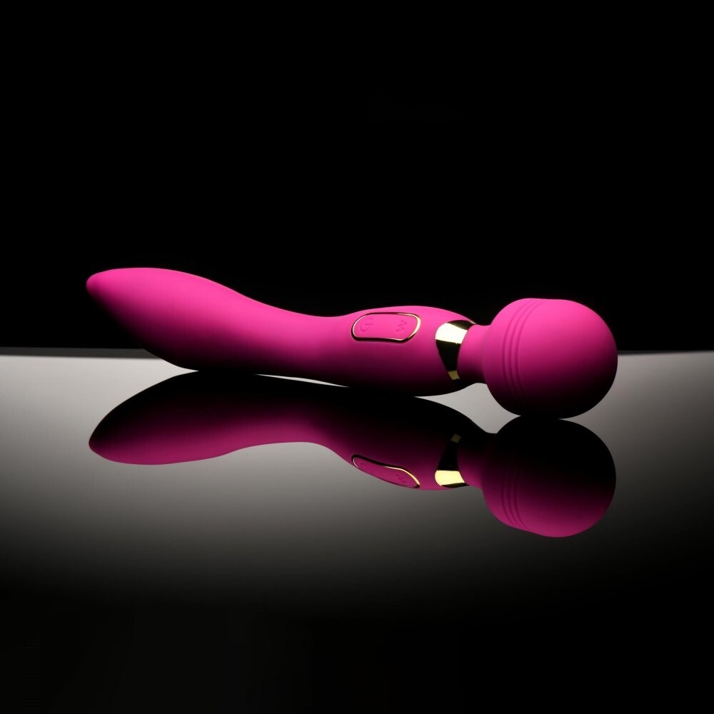 Ultra Curved Dual 2 in 1 Deluxe Vibrating Silicone Massage Wand USB Rechargeable