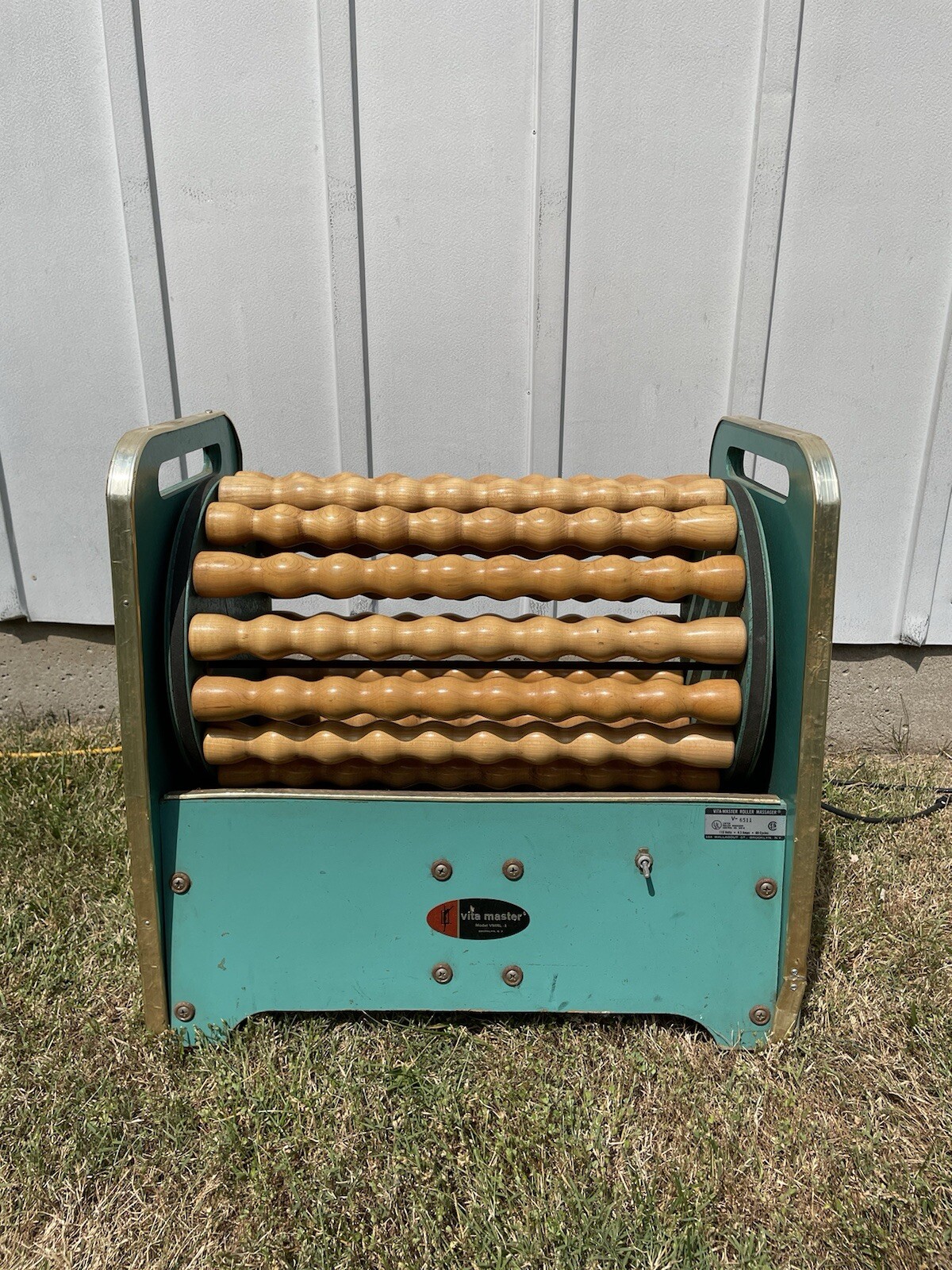 Vita Master VMRL-1 wooden roller Cellulite Massager Teal Turquoise Vtg Working