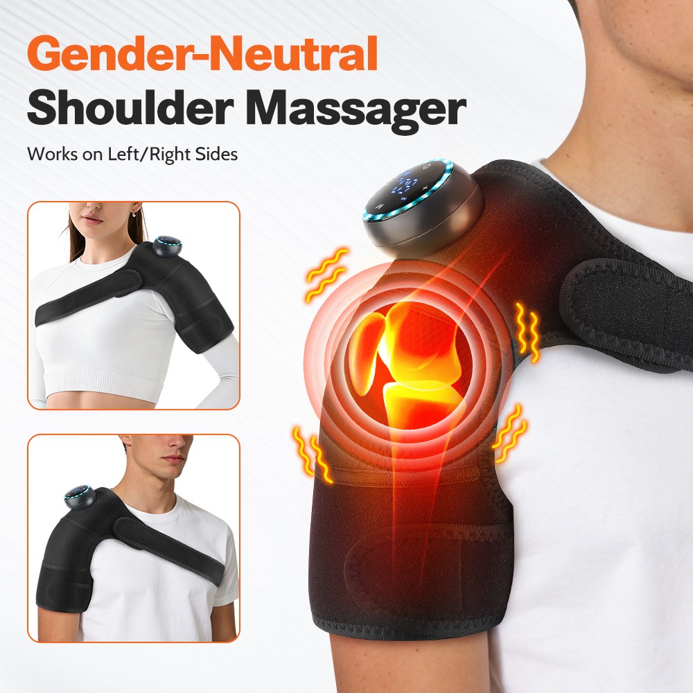 Electric Knee Massager Shoulder Brace with 5 Vibration Modes, 5 Heating Levels