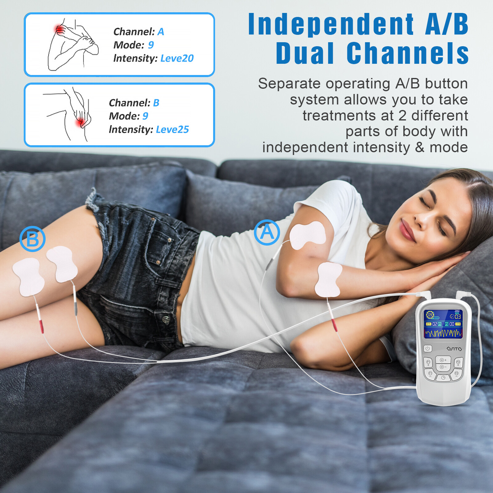 25 Modes Tens Unit Electric Pulse Massager Muscle Stimulator Therapy Pain Relief