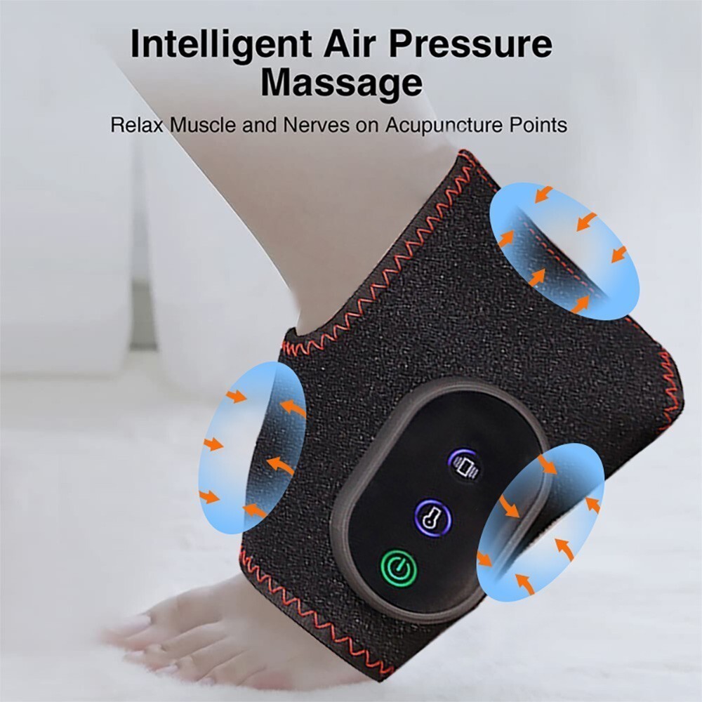 Pair Electric Foot Ankle Massager Pain Relief 3 Modes Vibration Hot Compress