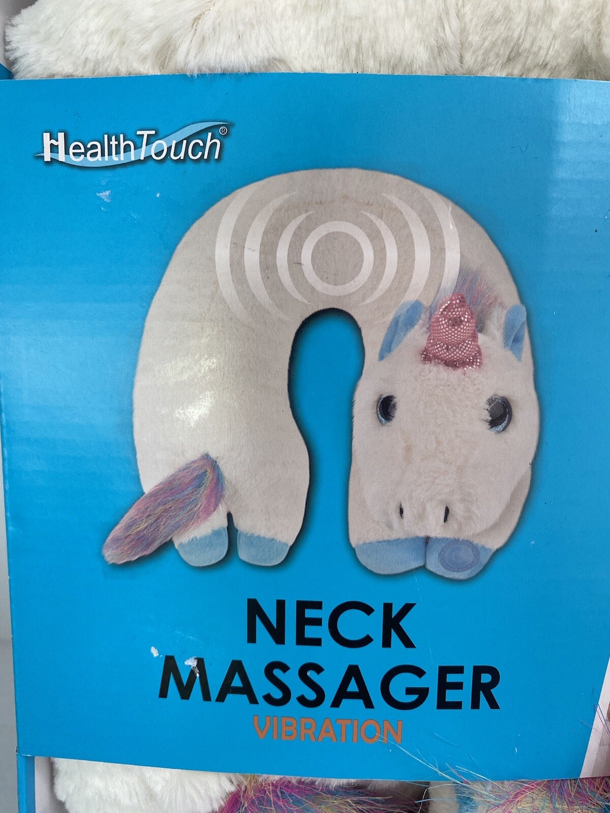 Health Touch Neck Massager Vibration White/Multicolor Unicorn Plush Polyester