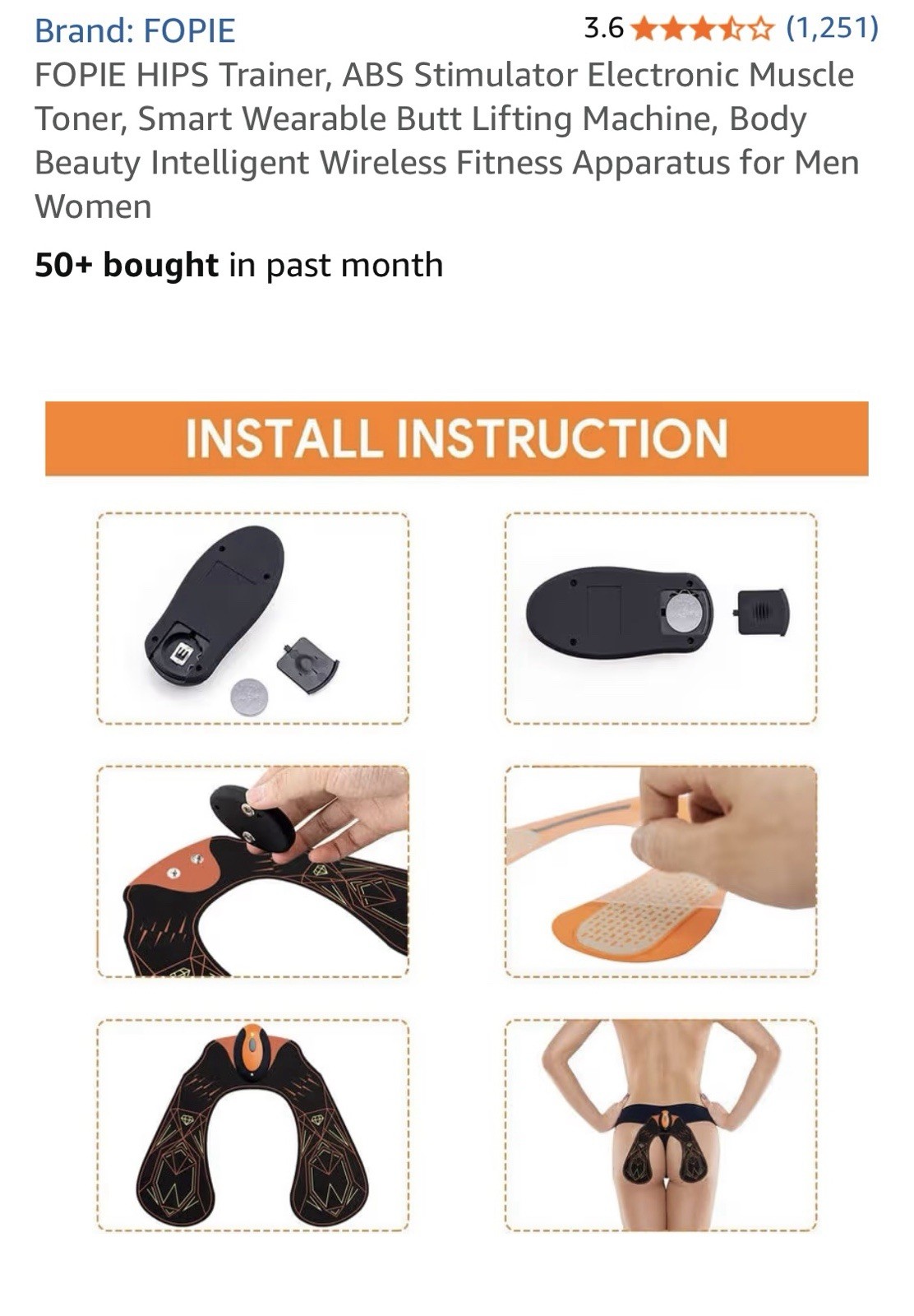 Hips Trainer ABS Stimulator Electronic Muscle Toner Smart Wearable Butt Lifting