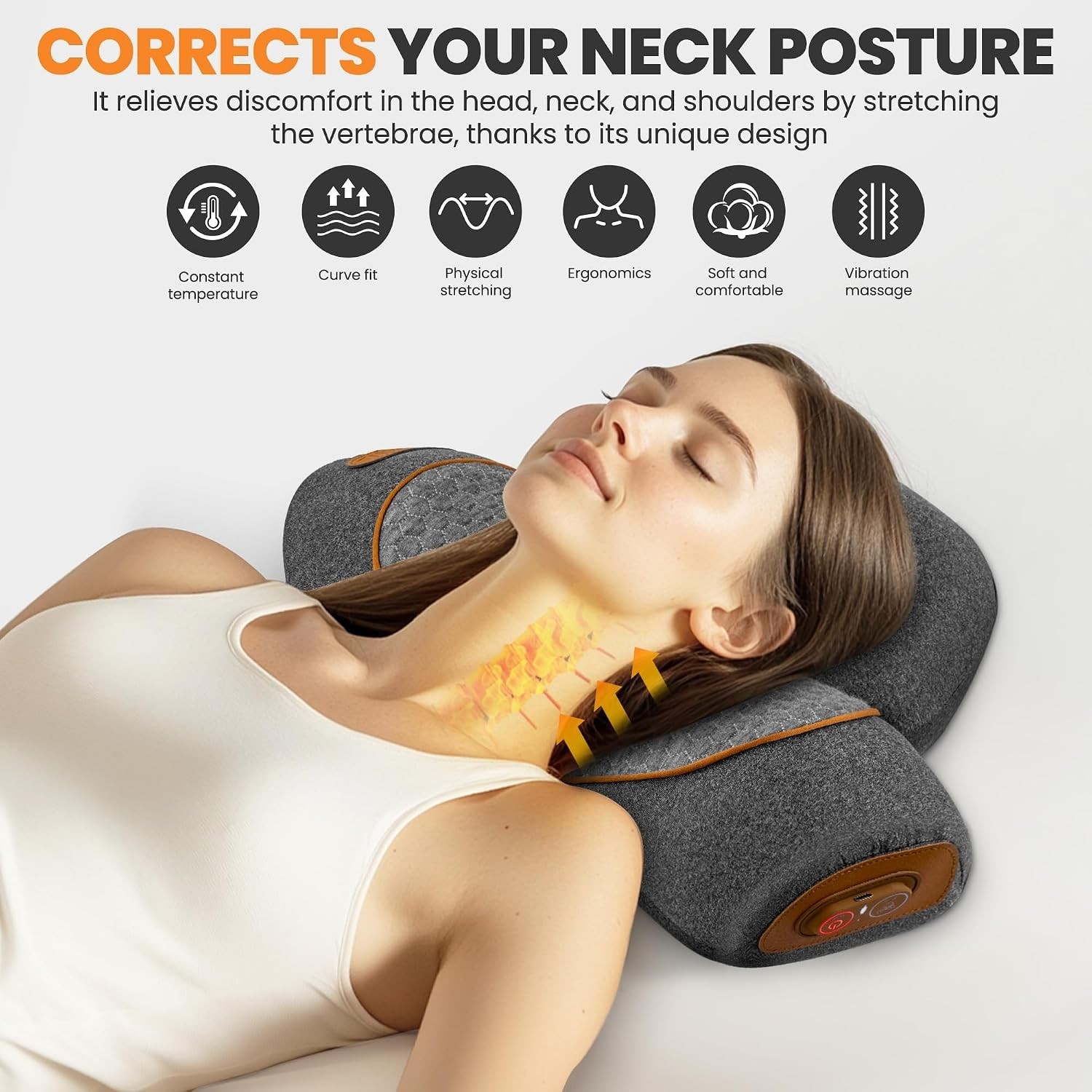 Neck Massage Pillow – Deep Tissue Relief with Heat & Traction Function