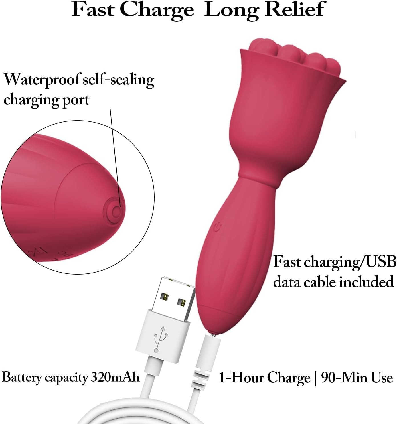 Professional-Grade Handheld Massager – 9 Nodes, Skin-Friendly, Red, 5.12 Inch