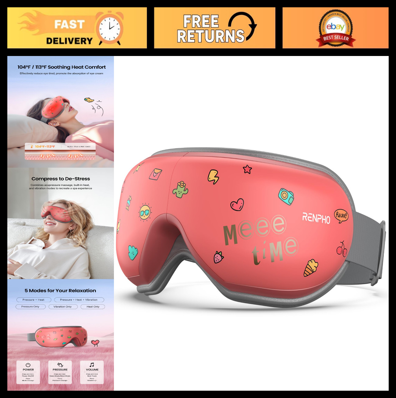 Eye Massager with Heat – Smart Eye Mask for Dry Eyes, Relaxation Gift for Men &