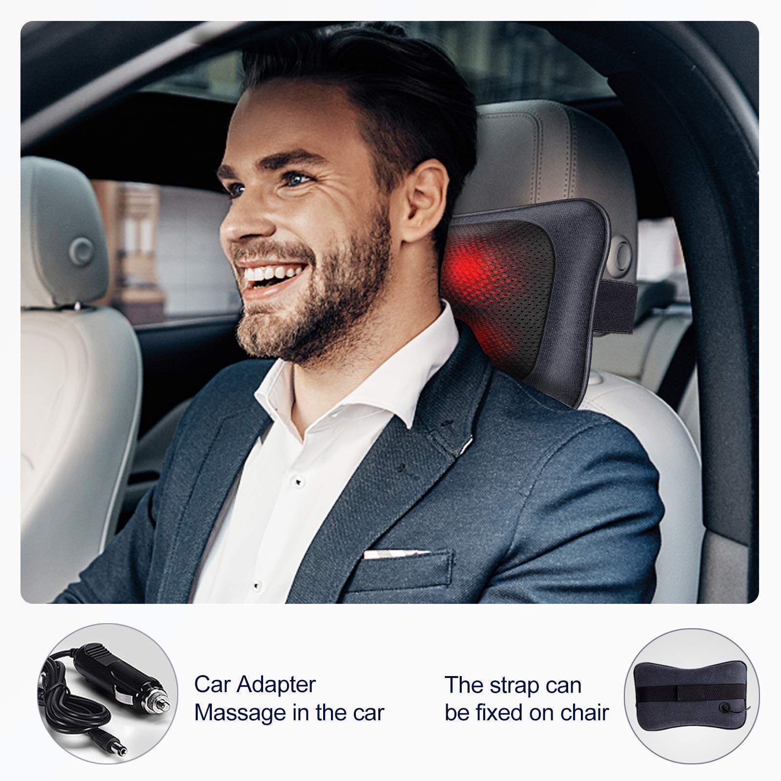 Mo Cuishle Electric Shiatsu Back Massager with Heat – Powerful 3D Navy