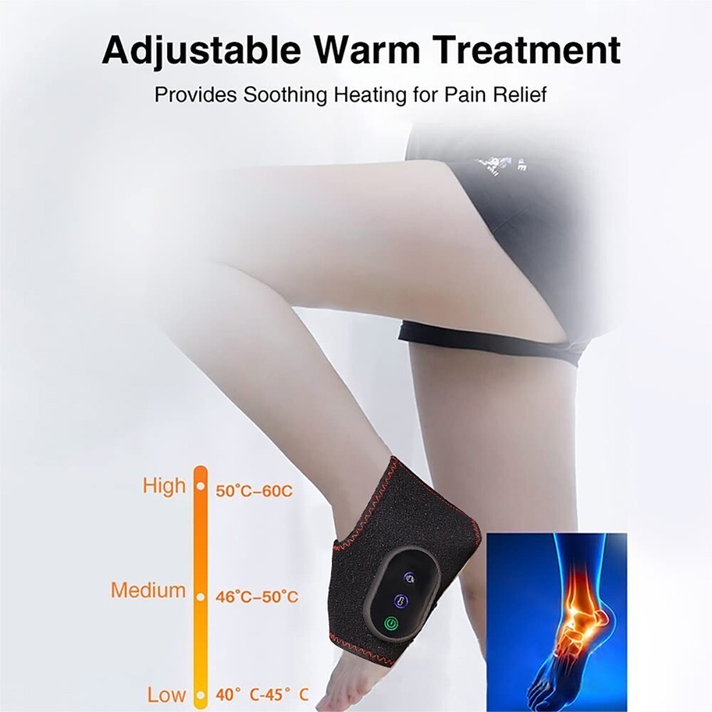 Pair Electric Foot Ankle Massager Pain Relief 3 Modes Vibration Hot Compress