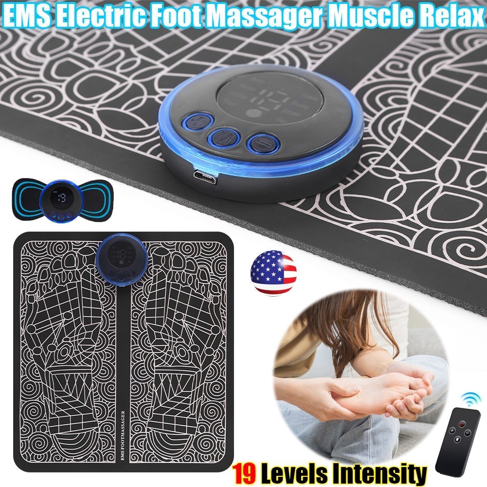 19 Level EMS Electric Foot Massager Pad Muscle Stimulator Blood Circulation Mat