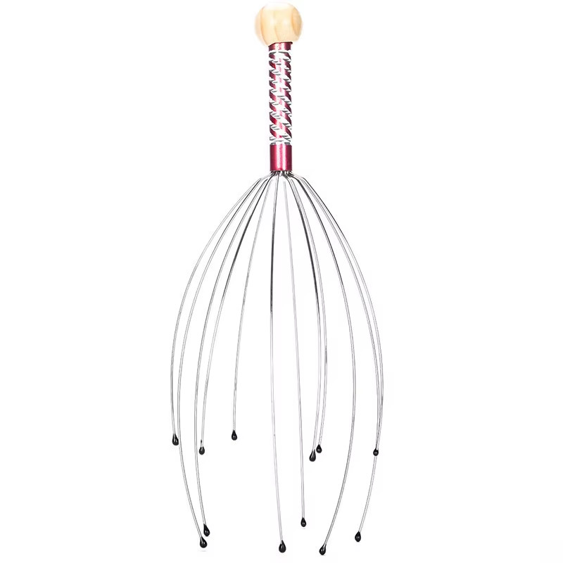 1PC Octopus Head Massager Stainless Steel Engraved Head Relaxer Brain Massage Cl
