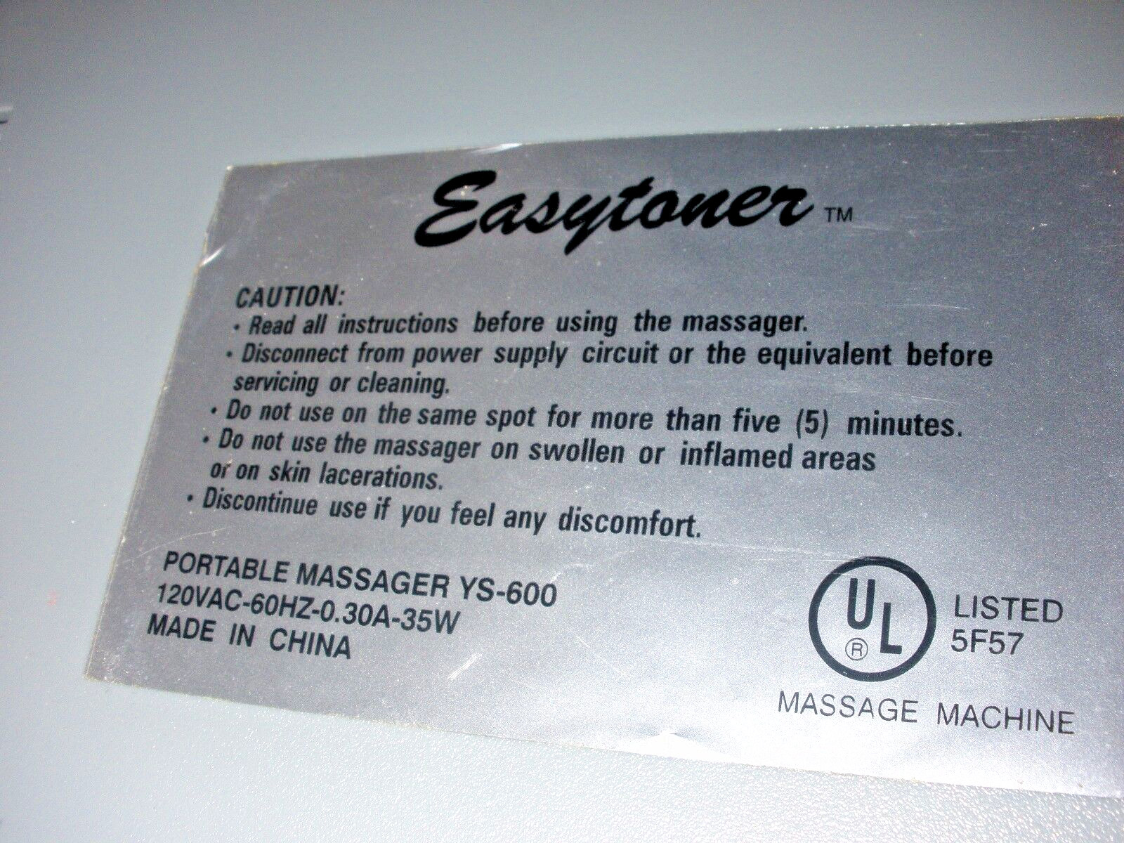 EASYTONER YS-600 PORTABLE SHIATSU KNEADING FINGERS MASSAGER Machine