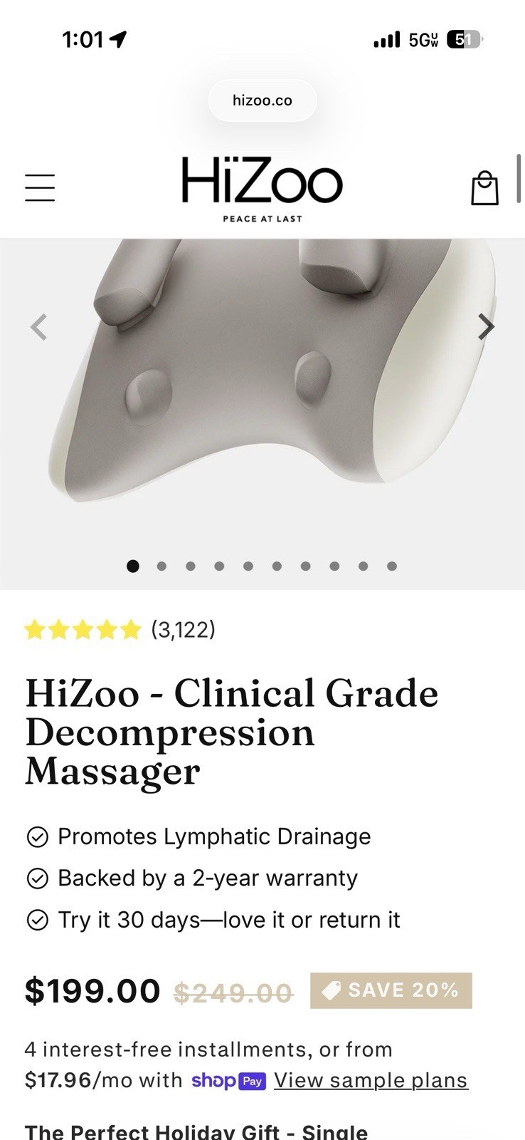 HiZoo Pillow Neck Shoulder Massager for Lymphatic Drainage