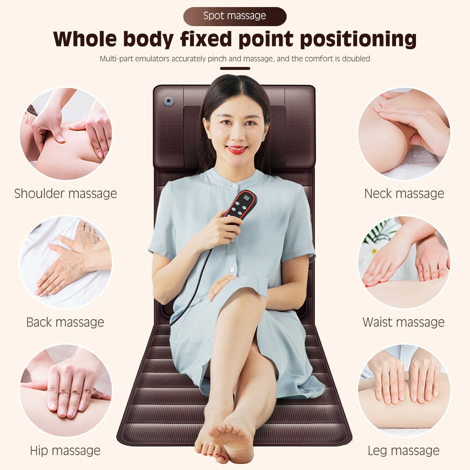 Full Body Massage Mat with Shiatsu Heated Neck Massager 10 Node 9 Speed USA