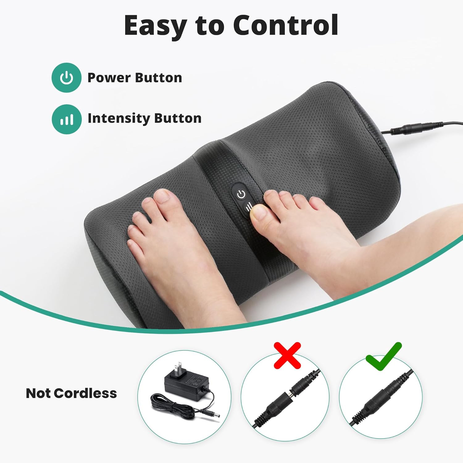 Foot Massager with Heat Roller Deep Kneading Machine for Feet Calves Black