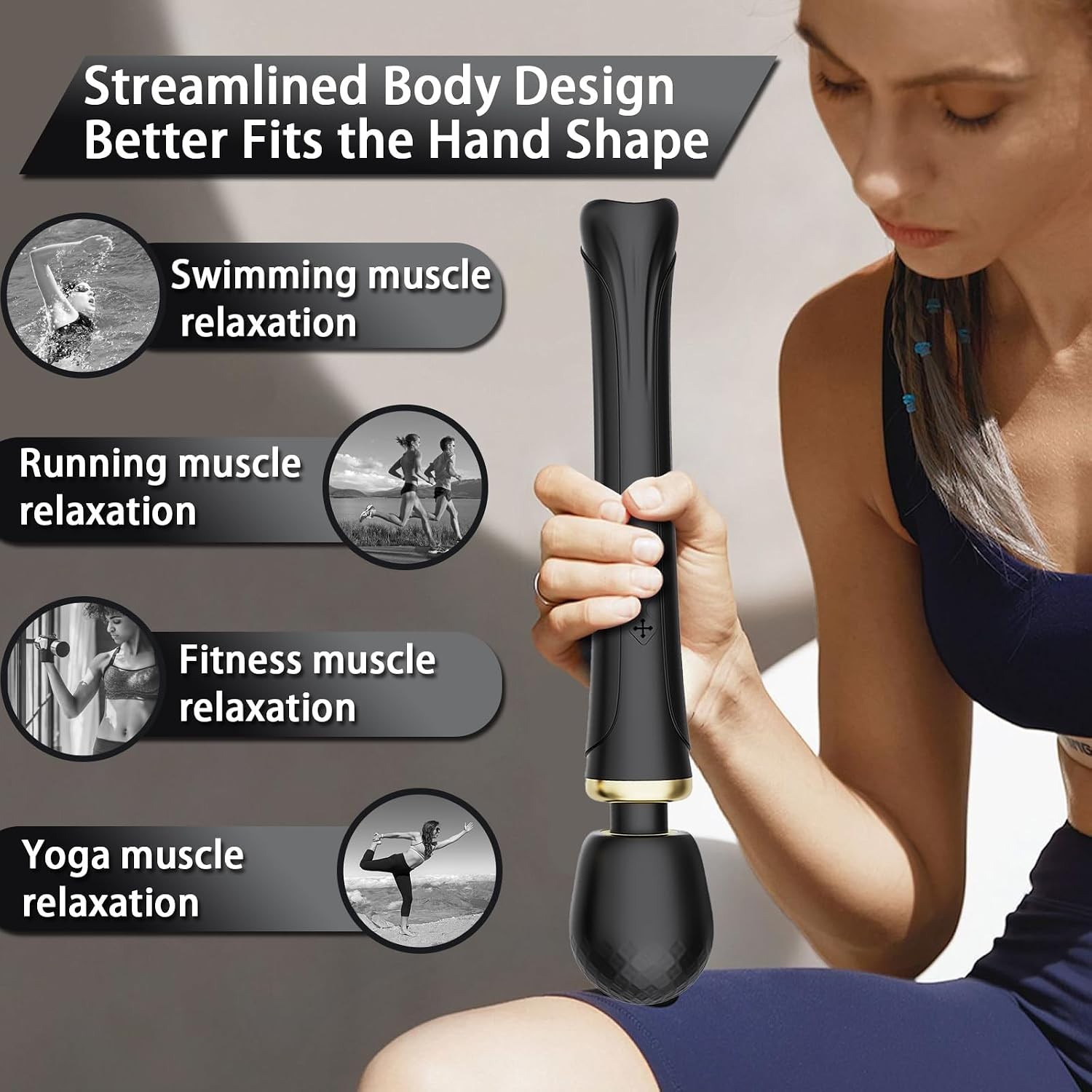 Waterproof Silicone Handheld Massager – Rechargeable & Quiet with 20 Patterns