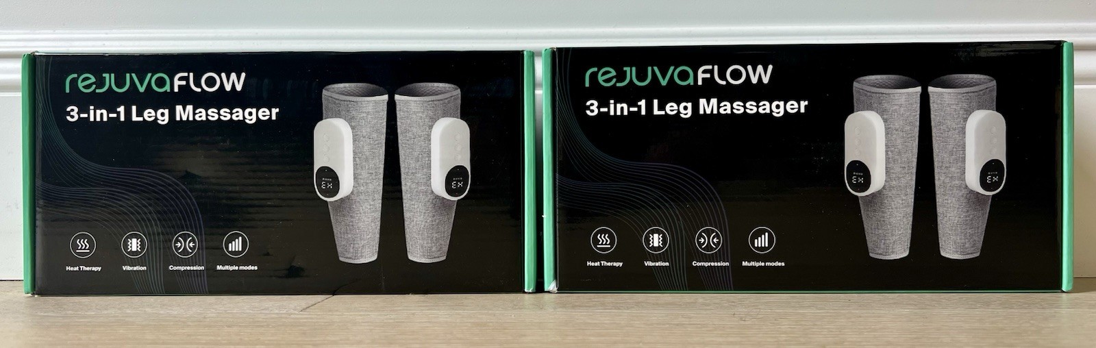 RejuvaFlow 3-in-1 Leg Massager Compression Heat Vibration New In Box