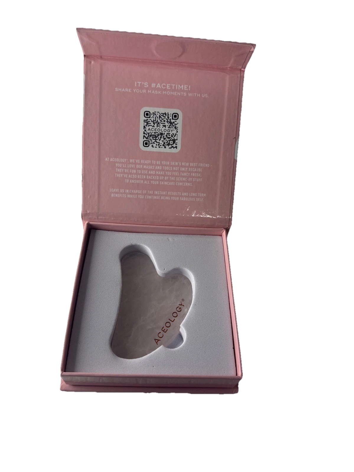ACE ACEOLOGY ROSE QUARTZ GUA SHA FACIAI MASSAGER New With Box Free Shipping