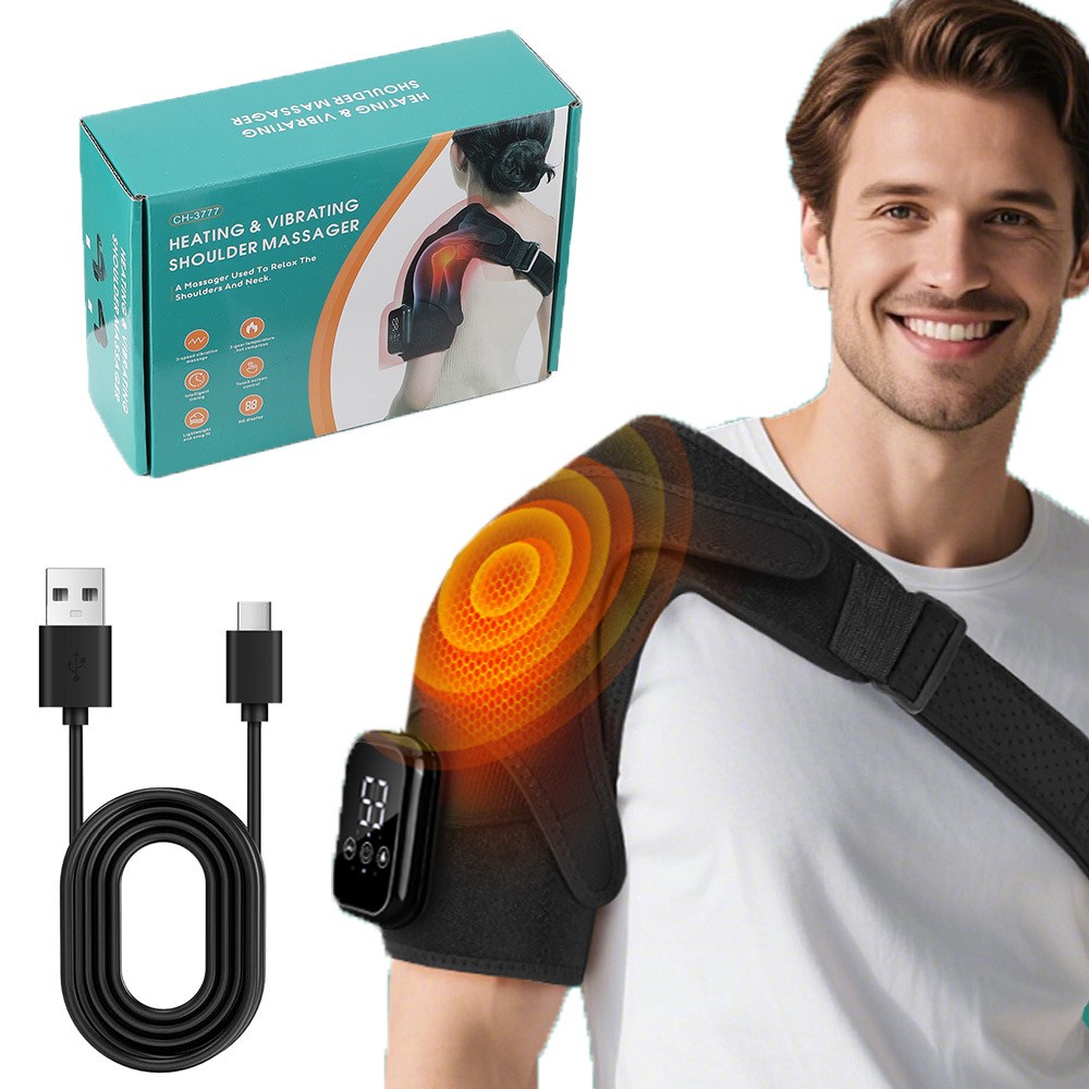 Electric Shoulder Massager Pain Relief with 3 Heating 3 Vibration Modes & Timer