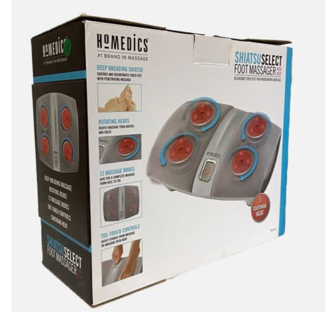 Homedics Shiatsu Air Foot Massager Heat Deep Kneading Rotating Heads