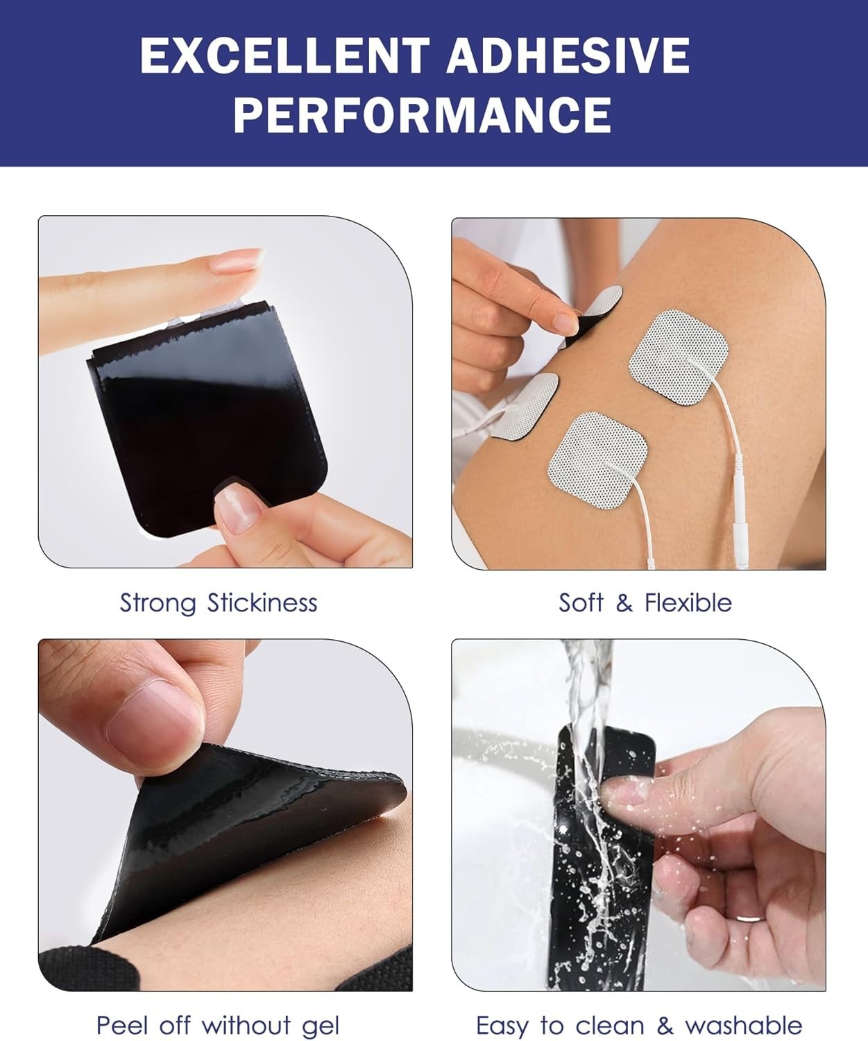 Electrode Pads for TENS Unit 20 Pack Reusable Self-Adhesive for Pain Relief
