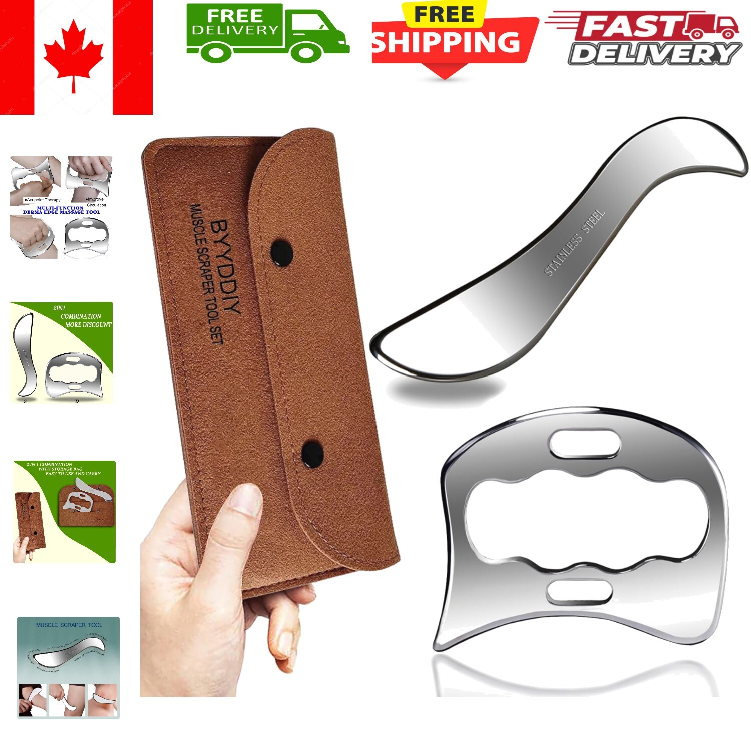 Portable Gua Sha Stainless Steel Scraping Tool Set for Pain Relief and Wellness
