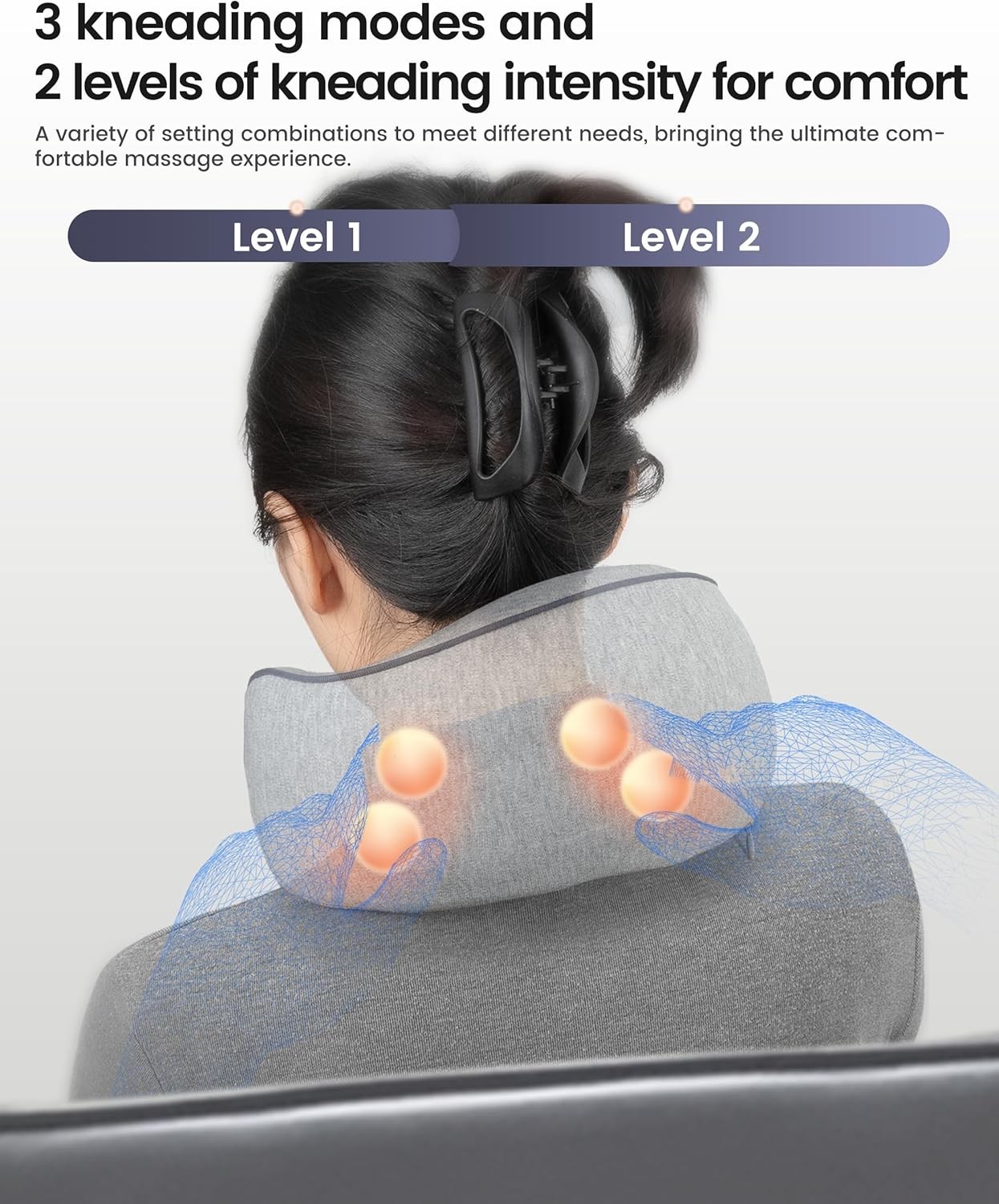 CILI cordless neck massage pillow with heating function and 3 adjustable levels