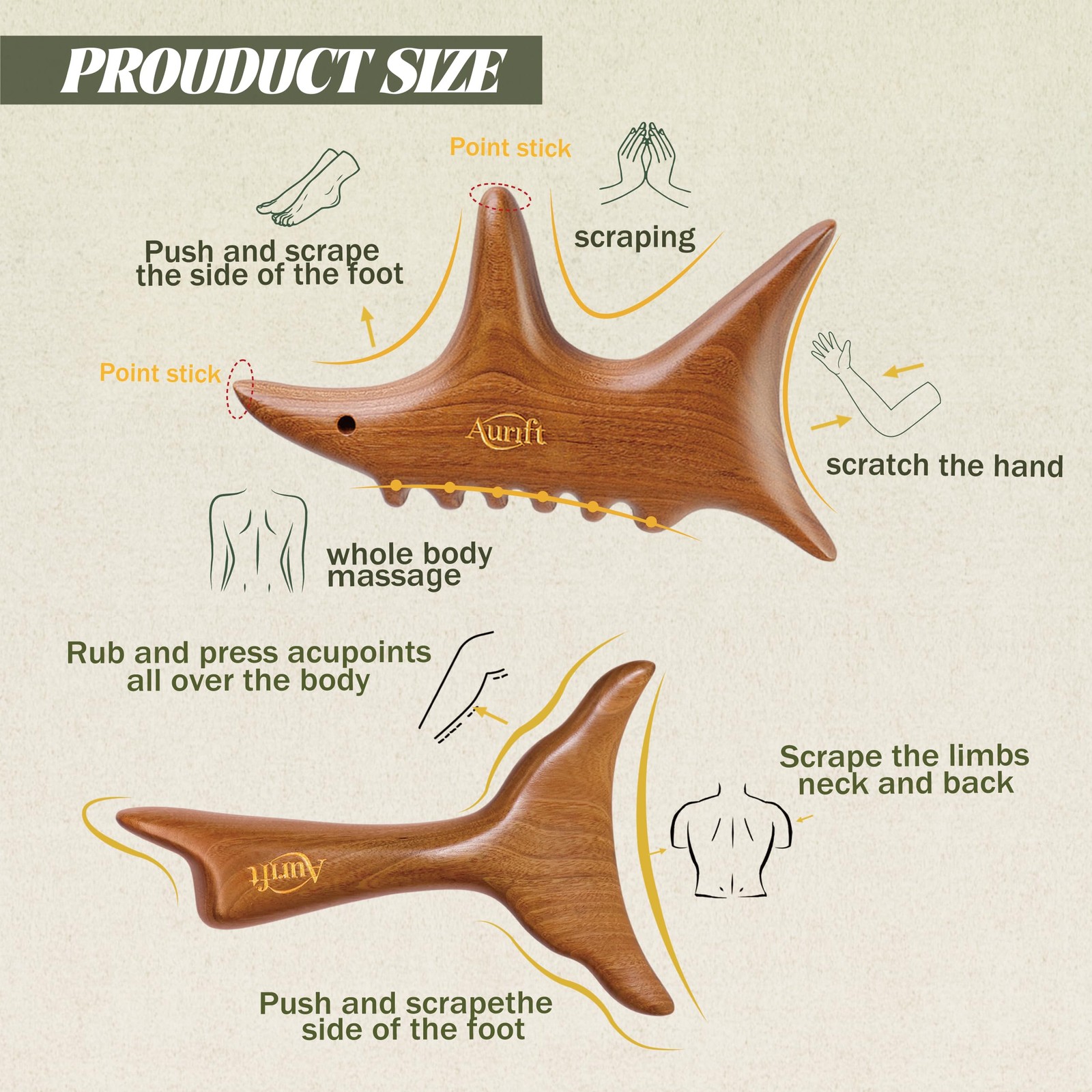 Wooden Gua Sha Tool Set – Multi-Angle Design for Face & Body Massage