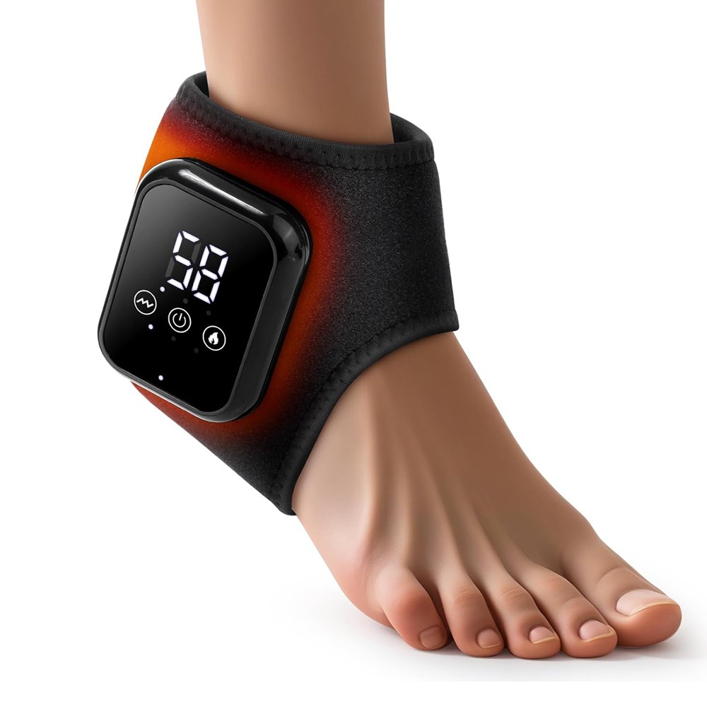 Cordless Foot and Ankle Massager Brace for Pain Relief Heating Vibration Therapy