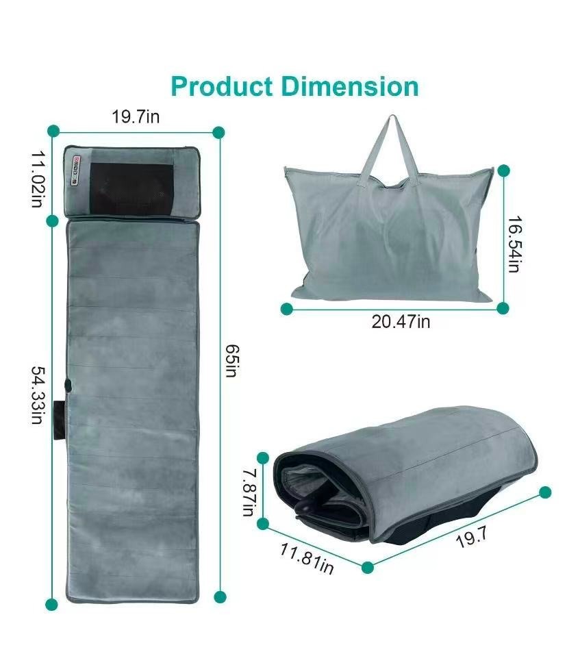 Full Body Heated Massage Mat Electric Back Heat Vibration Massage Pain Relief
