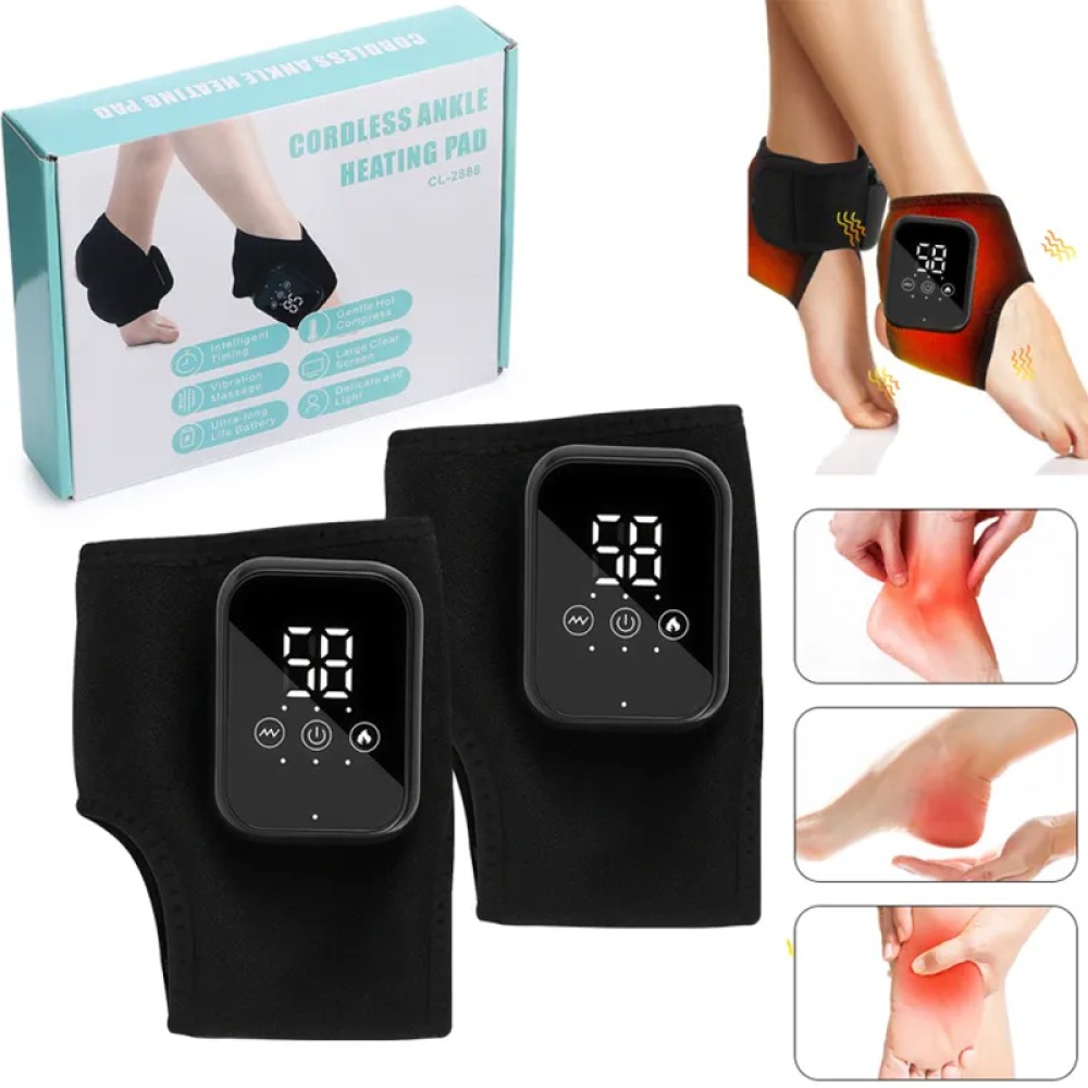 1/2PACK Electric Foot Ankle Massager Pain Relief 3 Modes Vibration Hot Compress