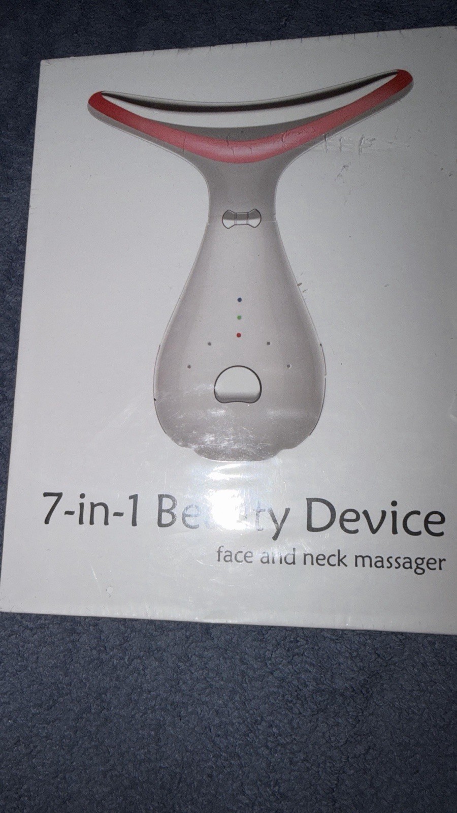 7-in-1 Beauty Device Facial Massager Face/Neck Rechargeable USB White/Red 602030