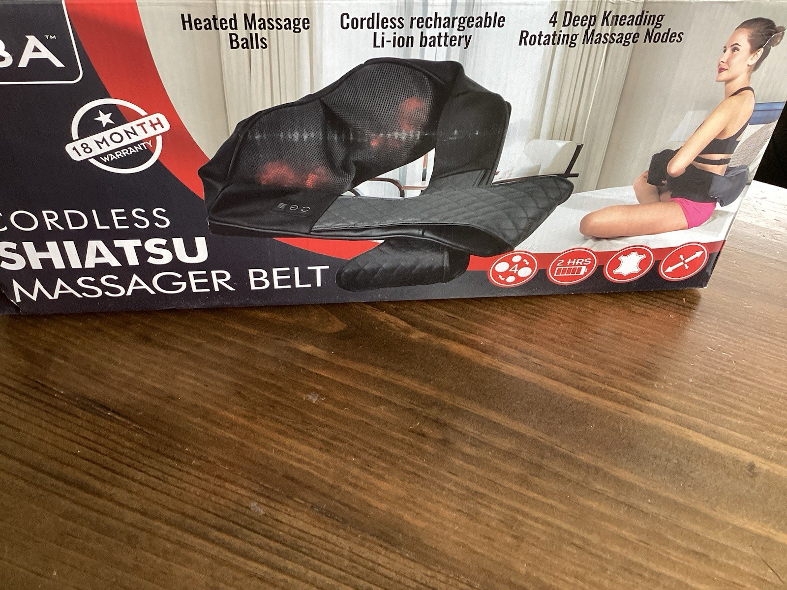 Cordless Chargeable Shiatsu Heated Massager Belt Leather