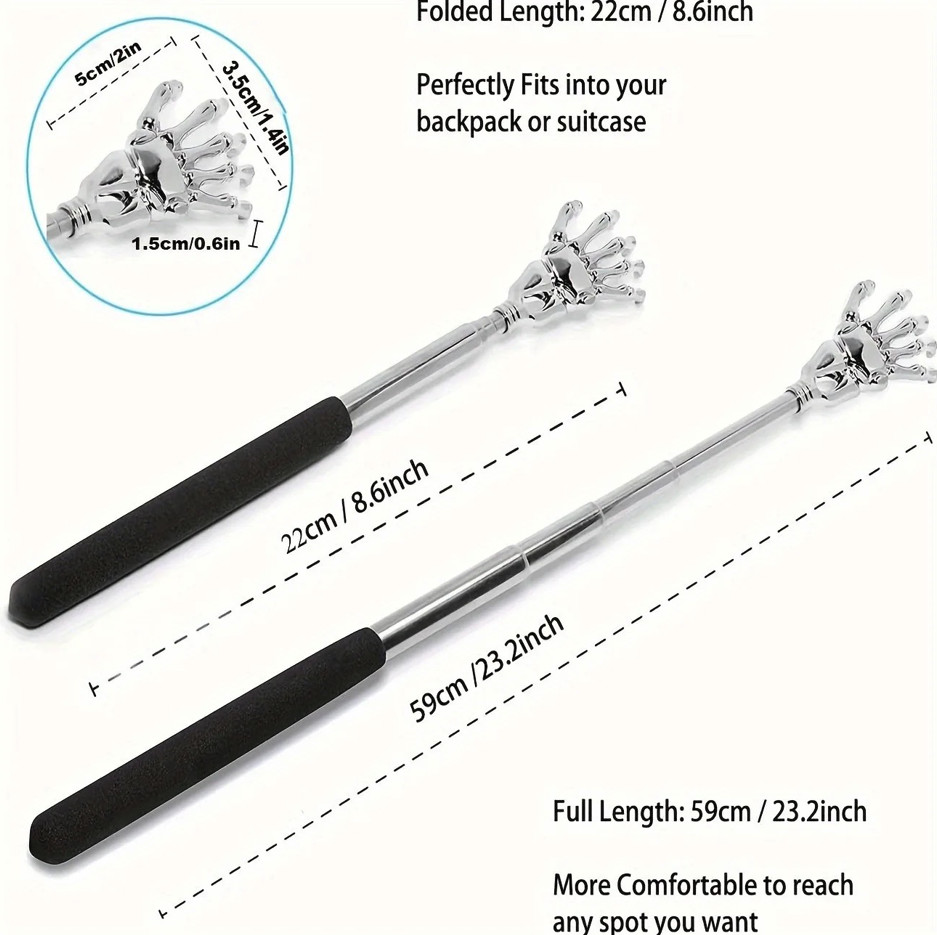 1pc Telescopic Back Scratcher Stainless Steel Extendable Massager – NEW