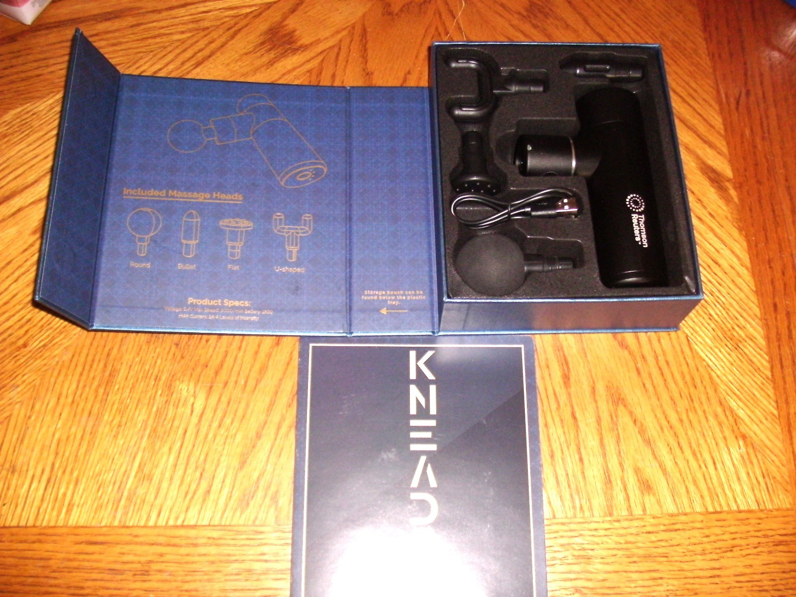 Kneado Massage Gun Kit Cordless Lightweight Handheld Black 4 Massage Heads