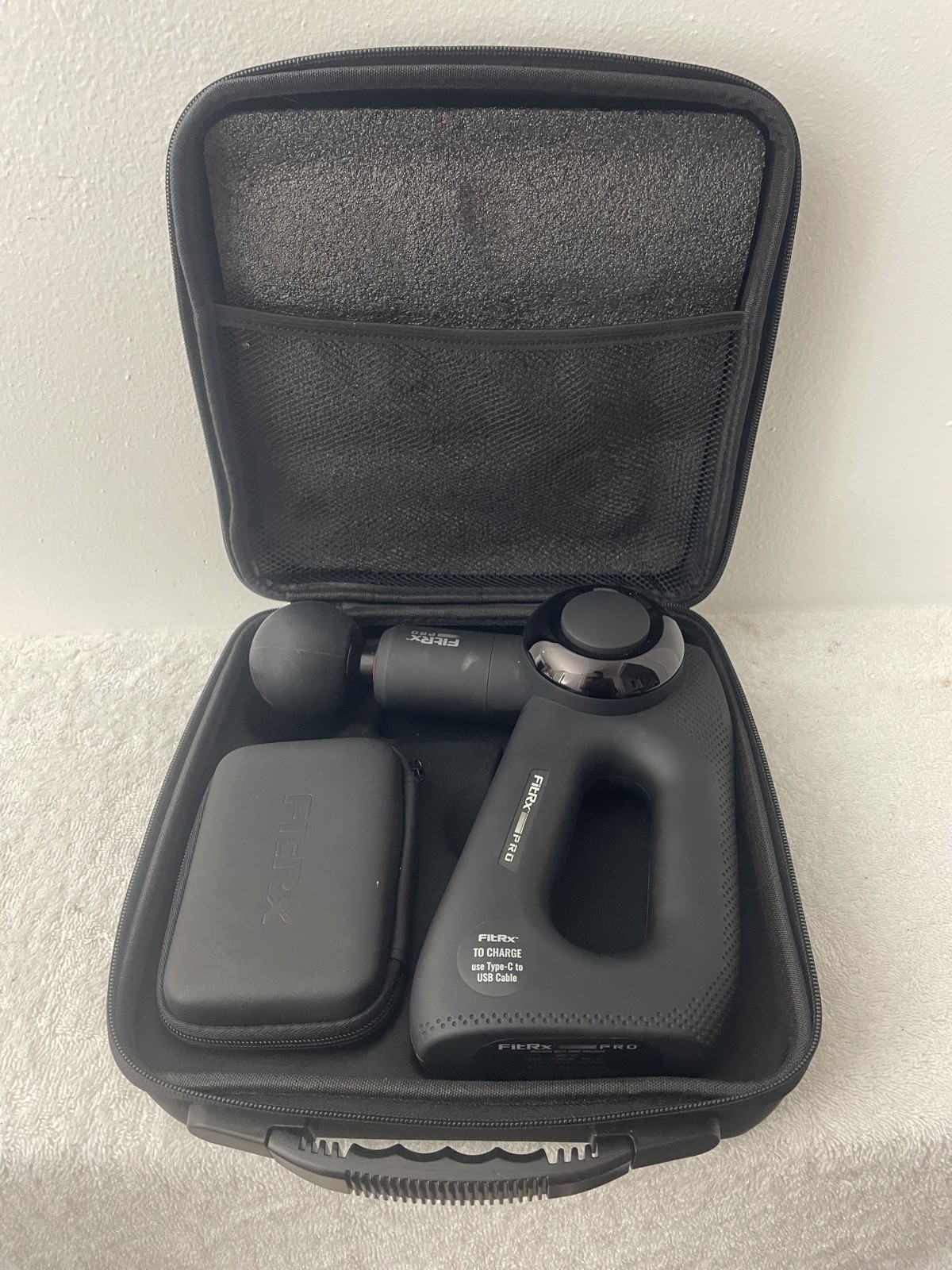 FitRx Pro Massage Gun With Carrying Case & Accessories Works